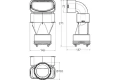 Ubbink Air Excellent 48C - 55SC riduzione della curva a 90° - verticale
