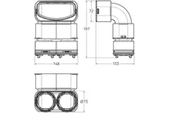 Ubbink Air Excellent 2x 23C - 55SC curva 90° riduttore - verticale