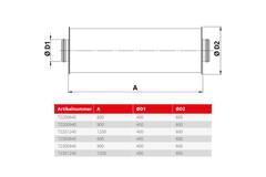 Silenziatore Spiro-SAFE premium diametro 400 mm - lunghezza 900 mm con anima (isolamento 100 mm) senza raccordi a innesto