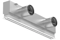 Griglia lineare in alluminio con 1 deflettore regolabile – 2000 mm – RAL 9016 + plenum isolato con serranda di regolazione della portata d’aria