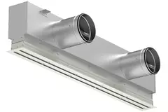 Griglia lineare in alluminio con 1 deflettore regolabile – 2000 mm – RAL 9010 + plenum isolato con serranda di regolazione della portata d’aria