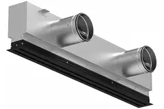 Griglia lineare in alluminio con 1 deflettore regolabile – 2000 mm – RAL 9005 + plenum isolato con serranda di regolazione della portata d’aria