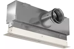 Griglia lineare in alluminio con 1 deflettore regolabile – 500 mm – RAL 9010 + plenum isolato con serranda di regolazione della portata d’aria