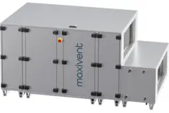 Unità di trattamento aria Maxivent WTW con scambiatore a controcorrente da 4200 m³/h, con batteria ad acqua calda e batteria ad acqua fredda in posizione orizzontale a sinistra - PHE 4200 H WKJL T 01