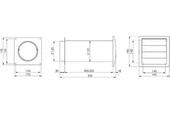 Condotto a muro SPK4 Ø125mm con lamelle mobili