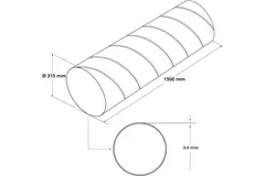 Tubo spiro Ø 315 mm lunghezza 1,5 metri - Zincato