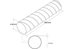 Tubo spiralato Ø 160 mm, lunghezza 1,5 metri - Zincato
