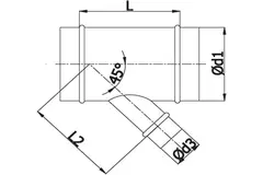 Raccordo a T Ø 125 mm - Ø 100 mm per tubo spiro (45°)