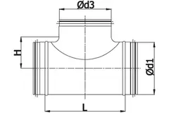 Raccordo a T Ø 125 mm - Ø 125 mm per tubo spiro (90°)
