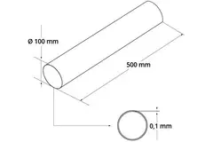 Tubo di ventilazione rotondo in plastica 100 mm - 0,5 metri A100-0,5