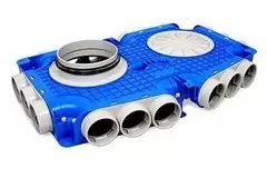Vent-Axia Uniflexplus ripartitore composito 18x Ø69 mm collegamento laterale con manicotto Ø180 mm