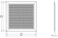 Griglia di aerazione quadrata con grata 250x250 mm marrone - VR2525B